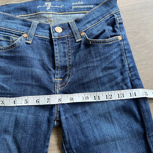 7 for All Mankind Dark Blue "Ankle Gwenevere" Mid-Rise Skinny Jeans - Picture 6 of 10